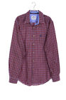 Cortefiel Checked Shirt Cotton Logo-Stitching L Red