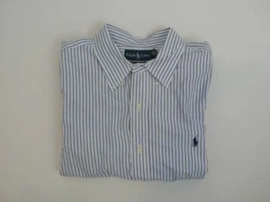 Camisa RALPH LAUREN para hombre blanca a rayas azul frontal calce clásico talla XL - Imagen 1 de 8