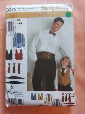 Simplicity 3972 Boys & Men's Dress Shirt, Vest, Ties & Cummerbund Patterns - Image 1 of 2
