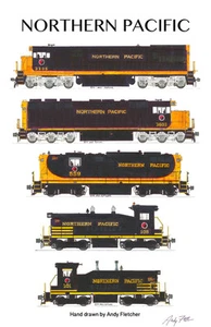 Northern Pacific Locomotives 11"x17" Poster von Andy Fletcher signiert - Bild 1 von 1
