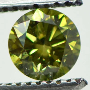 Loose Round Shaped Diamond Fancy Green Color Certified Enhanced 0.51 Carat VS2 - Picture 1 of 8