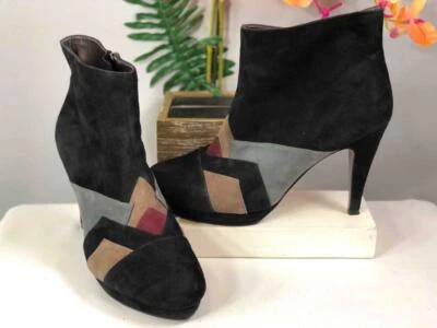 Botines de gamuza SACHA LONDON negros con bloques de color EE. UU. 10 Foto 1 de 4