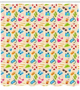 Flip Flop Shower Curtain Fabric Bathroom Decor Set with Hooks 4 Sizes - Picture 1 of 30