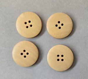 Set of 4 Large Natural Wood Dome Button 4 Holes 1 1/8" - Picture 1 of 1