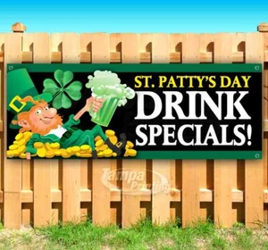 HAPPY ST PATRICK'S DAY DRINK SPECIALS Advertising Vinyl Banner Flag Sign - Picture 1 of 6
