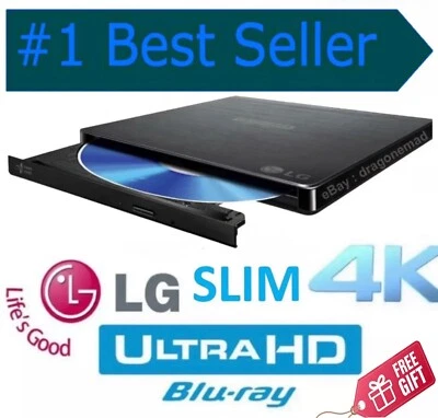External LG BP60NB10  4K ULTRA HD Blu-ray Slim Drive, UHD Friendly! v1.02 + GIFT - Image 1 of 4