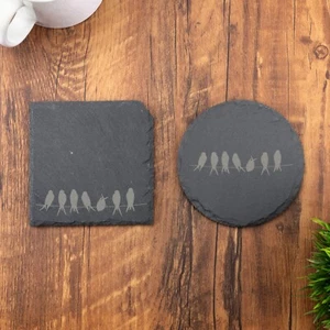 Slate Coaster Bird Laser Engraved Gift - Picture 1 of 6