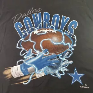 Vtg Dallas Cowboys NFL T Shirt Youth Sz XL Lightning Catch 1995 - Picture 1 of 8