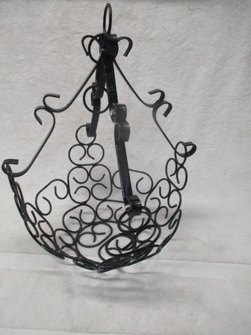 Black Wrought Iron Hanging Planter Basket 10" Wide x 4" Tall Cover