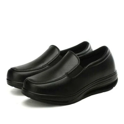 Para mujeres Damas Cómodos Enfermera Informales Sin Cordones Mocasines Suela Gruesa Zapatos Negros EE. UU. 7 Foto 1 de 4