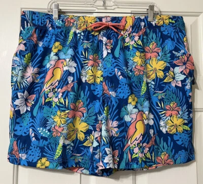 NUEVO CON ETIQUETAS George Talla XL 40-42 Rosa Azul Amarillo Loros Floral Bañador Hombre Foto 1 de 4