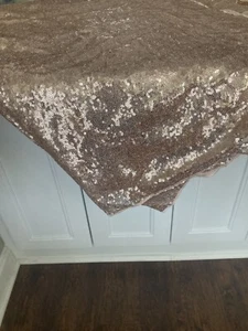 Sequin Tablecloth Overlay Square 85” Rose Gold Blush Wedding - Picture 1 of 4