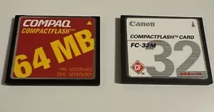Canon CompactFlash FC-32M 32MB & COMPAQ 64mb Memory Card - Picture 1 of 5