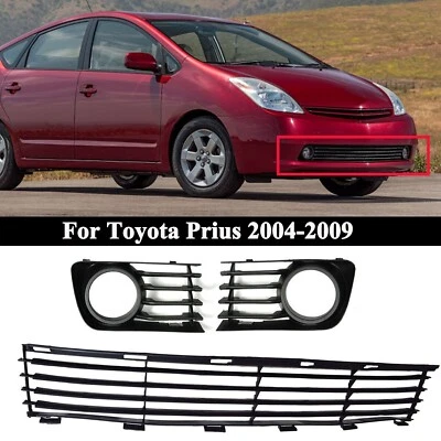 3x parachoques delantero parrilla inferior y biseles de luces antiniebla para Toyota Prius 2004-2009 Foto 1 de 4
