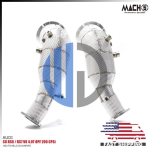 Tubo descendente escudo térmico alto flujo 200 CPSi para Audi C8 RS6 RS7 EA825 4.0T V8 OPF - Imagen 1 de 5