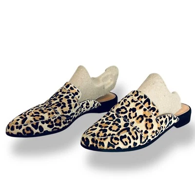 Halogen Leopard Print Calf Hair Slide Mules Low Heel Size 7.5 - Image 1 of 4