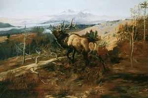 Der Elch von Charles Marion Russell Western Tier Giclée Kunstdruck + kostenloser Versand - Bild 1 von 4