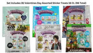 Verschiedene Figuren Sticker Leckereien V-Day Klasse Austausch Grußkarten 6 Stück - Bild 1 von 7
