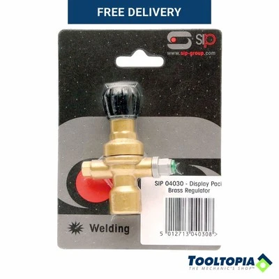 SIP Disposable Welding Gas Bottle Regulator Brass 1/8" BSP MIG TIG CO2 Argon - Image 1 of 3