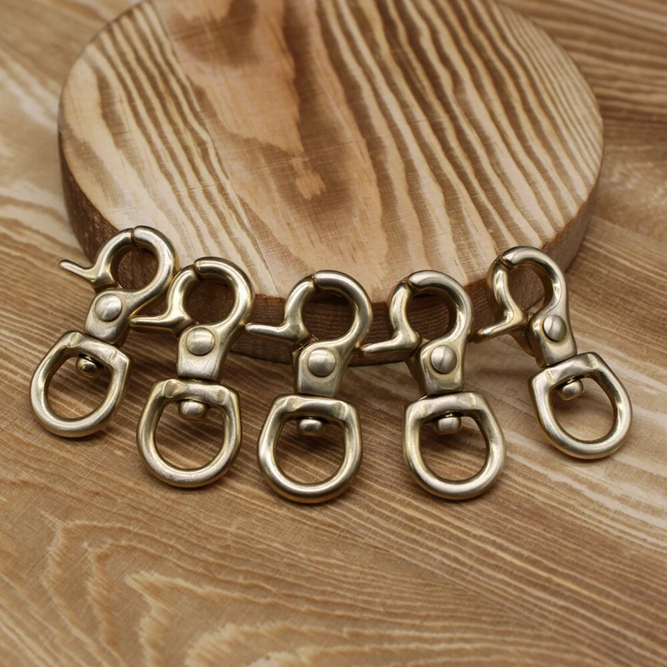 5pcs Solid Brass Snap Spring Hook Clasps Bag Wallet Trigger Hook Clip Keychains - Image 1 of 4