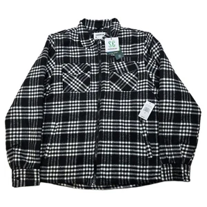 Sovereign Code Shirt Jacket Mens Medium Black White Plaid Quilted Lined Zip NEW - Picture 1 of 11