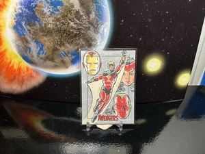 2015 Marvel The Avengers Silver Age Mitch Ballard Sketch Iron Man Scarlet Witch - Bild 1 von 2