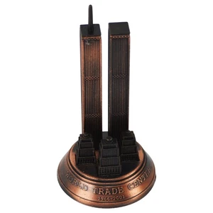Bronze Metal World Trade Center 9/11 WTC Model Replica Die Cast Pencil Sharpener - Picture 1 of 6