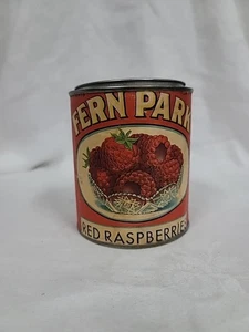 Early 1900s Vintage Labeled Red Raspberries Tin Fern Park L Klein Paper Label - Picture 1 of 7