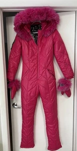 Pink Women Ski Jumpsuit, Snowsuit + gloves mittens - Picture 1 of 11