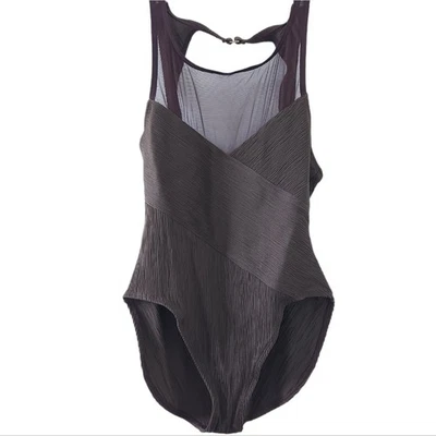 Traje de baño Anne Cole de una pieza talla 14 marrón, detalle de malla en el pecho traje de baño para mujer Foto 1 de 4
