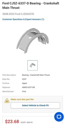 Cojinete de empuje de manivela del cigüeñal OEM FORD CJ5Z6337D Foto 1 de 3