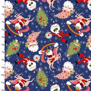 Holidazzle Deck The Disco Blue by 3 Wishes Fabric 23773-NVY~ By The Yard - Picture 1 of 1