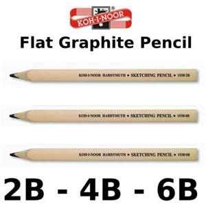 KOH-I-NOOR SKETCHING FLAT PENCIL GRAPHITE 2B 4B 6B 1538 DRAWING CARPENTER CHISEL - Picture 1 of 5