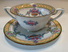 Antique Royal Worcester MARLOWE 2 Handled Cream Soup Bowl Cup & Saucer Art Deco