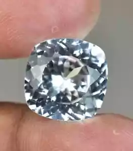 Natural White Sapphire 7.95 Ct Cushion Shape Certified Gemstone Free Shipping - Picture 1 of 8