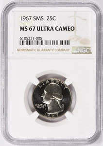 1967 SMS Washington Quarter NGC MS 67 ULTRA CAMEO - Picture 1 of 3