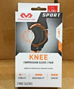 McDavid Sport Knee Compression Sleeve Pair Black Level 1 - Picture 1 of 8