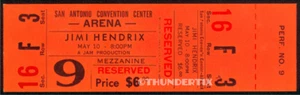 1 1970 JIMI HENDRIX UNUSED FULL TICKET SAN ANTONIO orange laminated reprint - Picture 1 of 1