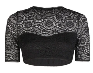 Dirndlbluse Nina von C. Gr 42 hochgeschlossen Spitze  16-463-893 schwarz Herz - Bild 1 von 9