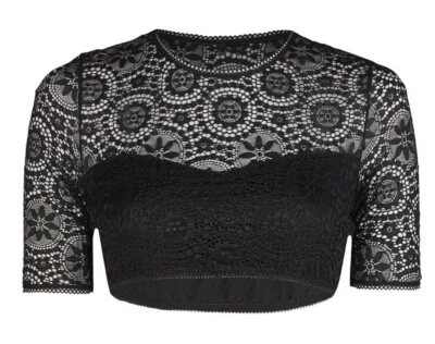 Dirndlbluse Nina von C. Gr 42 hochgeschlossen Spitze  16-463-893 schwarz Herz - Bild 1 von 4