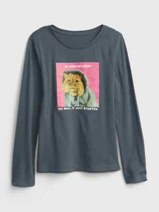NWT Gap Kids Girls Shirt Is Winter Over Yet? Cat Kitten Kitty Small 6-7 or M 8 - Picture 1 of 1