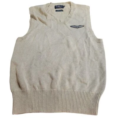 Ralph Lauren RRL Collection Men's Cotton V-Neck Sweater Vest, Cream, Med. - Image 1 of 4