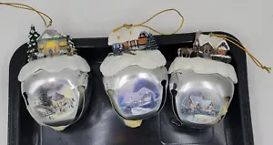 Thomas Kinkaid Christmas Bell Ornaments Set Three Painting Replicas Artist House - Picture 1 of 6
