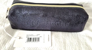 TED BAKER AALARNA SAFFIANO BRUSHES COSMETIC PENCIL CASE IN NAVY GLITTER NWT - Picture 1 of 5