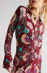 FREE PEOPLE Shayla Jumpsuit Garnet Red Wine UK XL RRP £148 - Picture 1 of 8