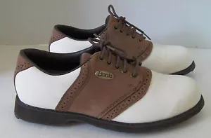 Zapatos de golf Etonic Stabilites Softpikes para mujer EE. UU. 4M cuero marrón marfil con cordones - Imagen 1 de 4
