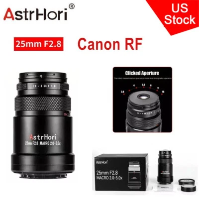 US AstrHori 25mm F2.8 2X-5X Ultra Macro Lens Full Frame Lens for Canon RF Mount - Image 1 of 4