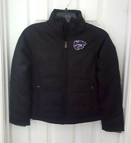Kansas State Wildcats Youth Coat Size Small 7/8 Black Puffer Stitched Logo New Cover