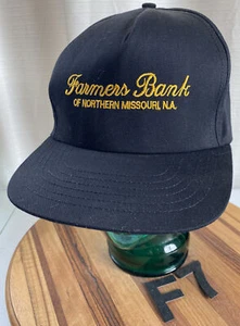 NWOT TRUE VINTAGE FARMERS BANK OF NORTHERN MISSOULA HAT BLACK USA MADE F7 - Picture 1 of 3