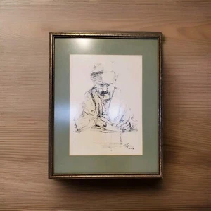 YITZHAK YAMIN 1938-2020, Large Charcoal on Paper, Old Man, Signed, 1965 - Picture 1 of 8